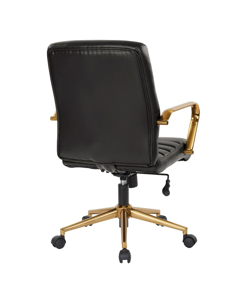 Mid-back Faux Leather Chair with Arms and Base