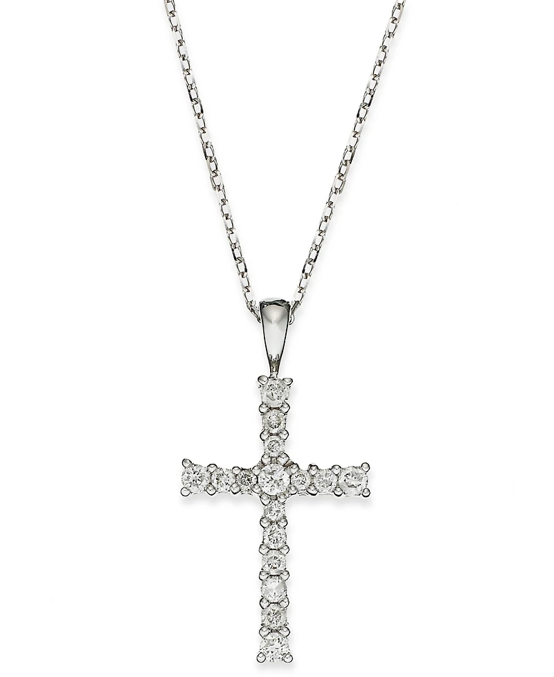 Diamond Cross Pendant Necklace (1/4 ct. t.w.) in 14k White or Yellow Gold
