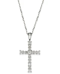 Diamond Cross Pendant Necklace (1/4 ct. t.w.) in 14k White or Yellow Gold