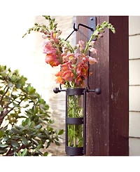 Danya B. Wall Mount Hanging Glass Cylinder Vase Set with Metal Cradle and Hook