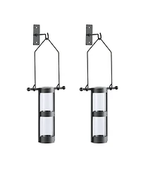 Danya B. Wall Mount Hanging Glass Cylinder Vase Set with Metal Cradle and Hook
