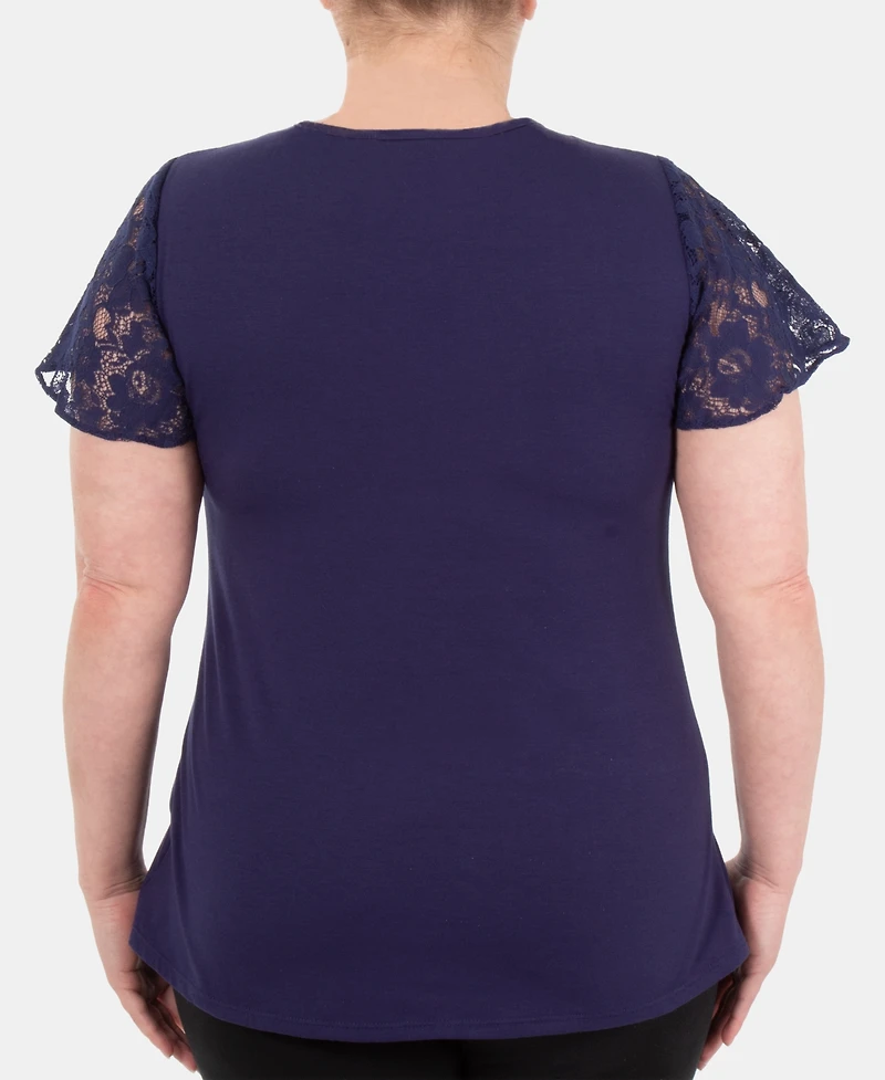 Ny Collection Lace-Contrast Top