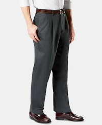 Dockers Men's Signature Lux Cotton Relaxed Fit Pleated Creased Stretch Khaki Pants