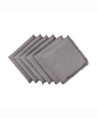 Solid Gray Heavyweight Fringed Napkin Set of 6