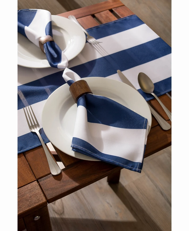 Nautical Blue Cabana Stripe Outdoor Table Runner 14" X 72"
