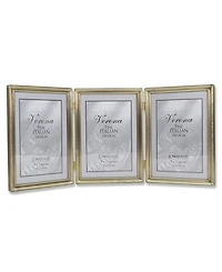 Lawrence Frames Antique Brass Hinged Triple Picture Frame - Bead Border Design