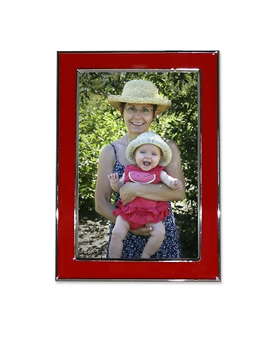 Lawrence Frames Silver Plated Metal with Red Enamel Picture Frame