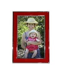 Lawrence Frames Silver Plated Metal with Red Enamel Picture Frame
