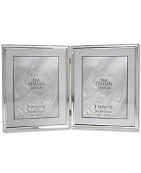 Lawrence Frames Polished Silver Plate Hinged Double Picture Frame - Bead Border Design - 8" x 10"
