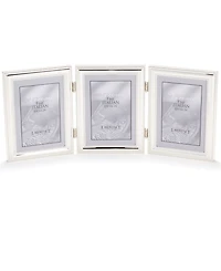 Lawrence Frames 510745T Silver Plated Double Bead Hinged Triple Picture Frame - 4" x 5"