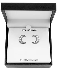 Diamond Crescent Moon Stud Earrings (1/10 ct. t.w.) in Sterling Silver