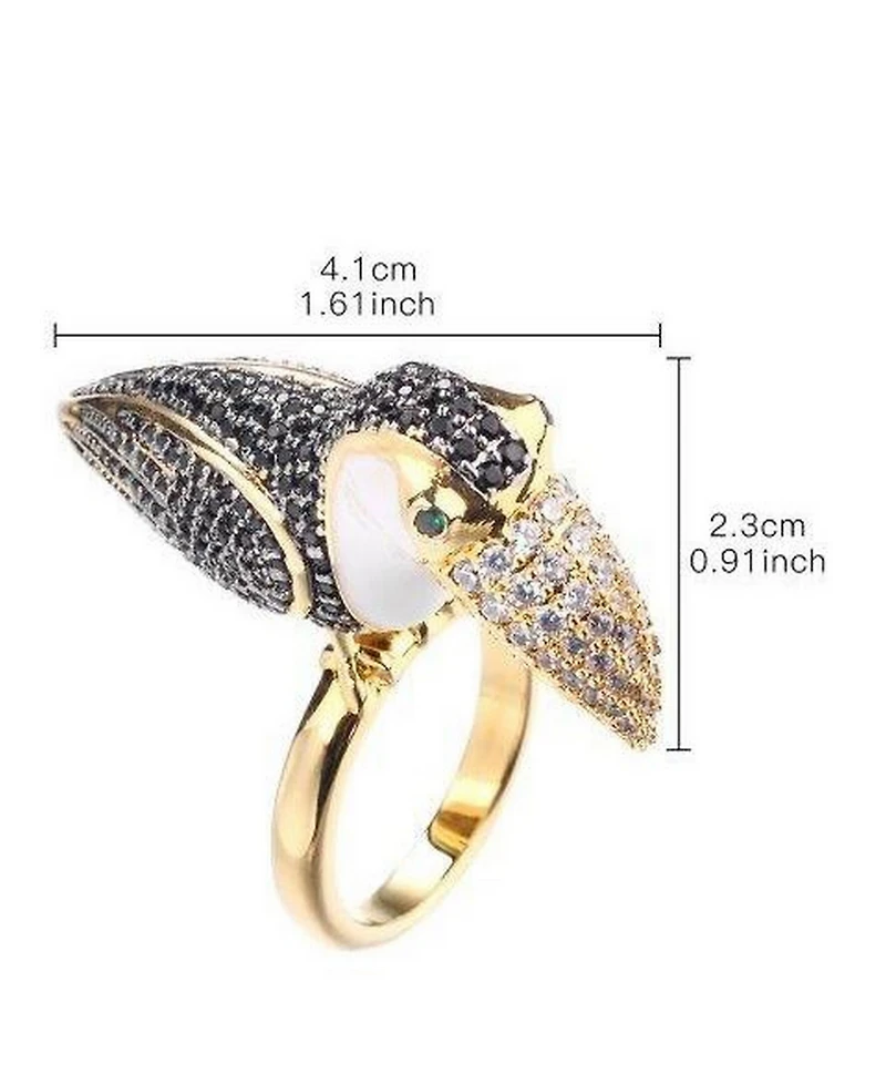 Noir Tucan Ring With Cubic Zirconia Stones