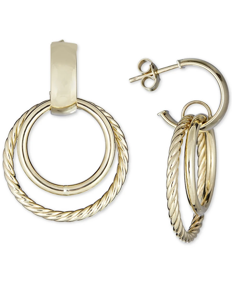 Italian Gold Circular Drop Earrings in 14k Gold