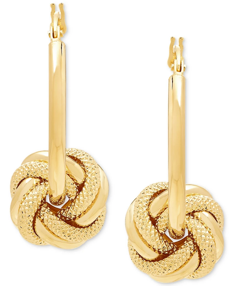 Italian Gold Love Knot Drop Earrings in 14k Gold