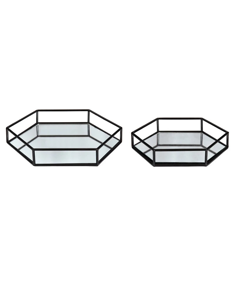 Kate and Laurel Felicia Nesting Metal Mirrored Decorative Trays, 2 Piece