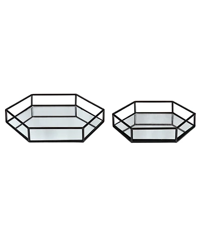 Kate and Laurel Felicia Nesting Metal Mirrored Decorative Trays, 2 Piece