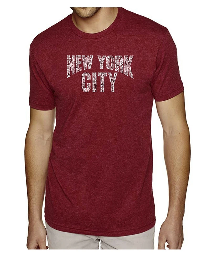 La Pop Art Mens Premium Blend Word T-Shirt - New York City Neighborhoods