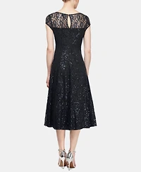 Sl Fashions Sequined Lace Midi Dress