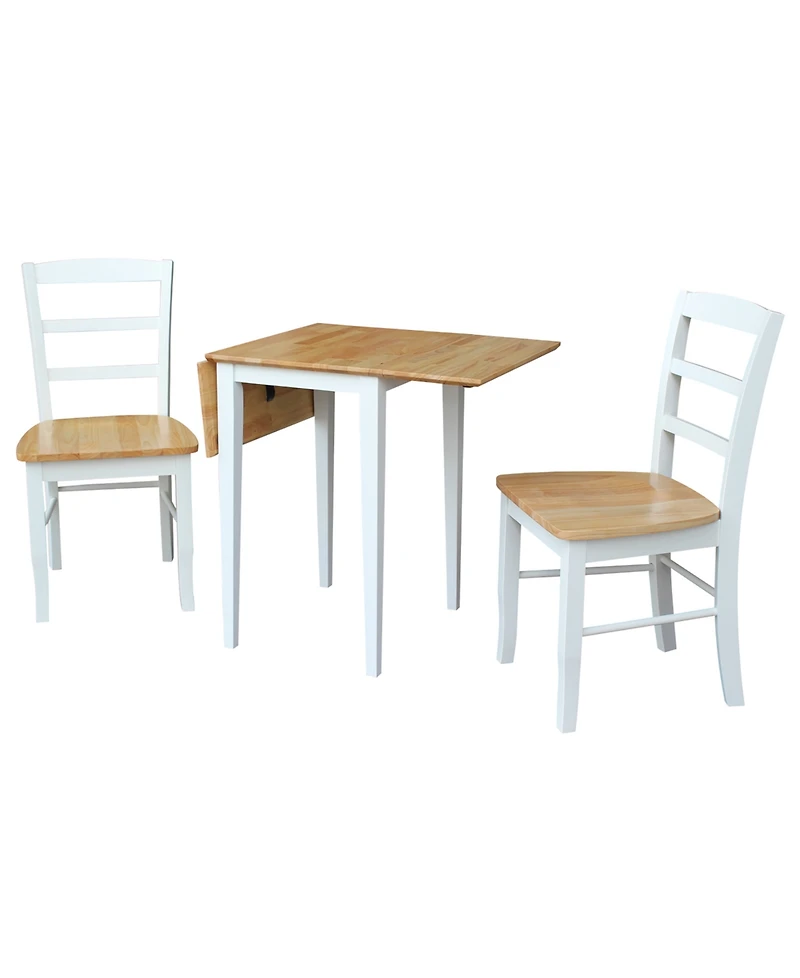 International Concepts Small Dual Drop Leaf Table With 2 Madrid Ladderback Chairs