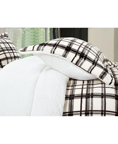 Elegant Comfort Plaid Micromink/Sherpa Reversible Down Alternative Microsuede 3-Pc. Comforter Sets