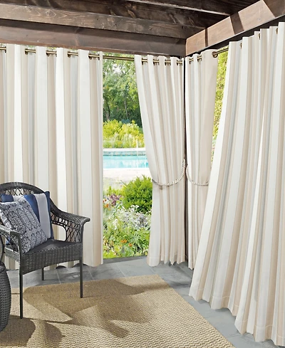 Sun Zero Valencia Cabana Stripe Indoor/Outdoor Uv Protectant Room Darkening Grommet Curtain Panel