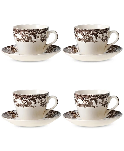 Spode Delamere Teacup & Saucer, Set of 4