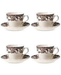 Spode Delamere Teacup & Saucer, Set of 4