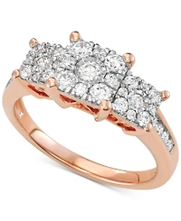 Diamond Princess Triple Halo Engagement Ring (3/4 ct. t.w.) 14k White, Yellow or Rose Gold