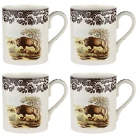 Spode Woodland Bison Mugs, Set of 4