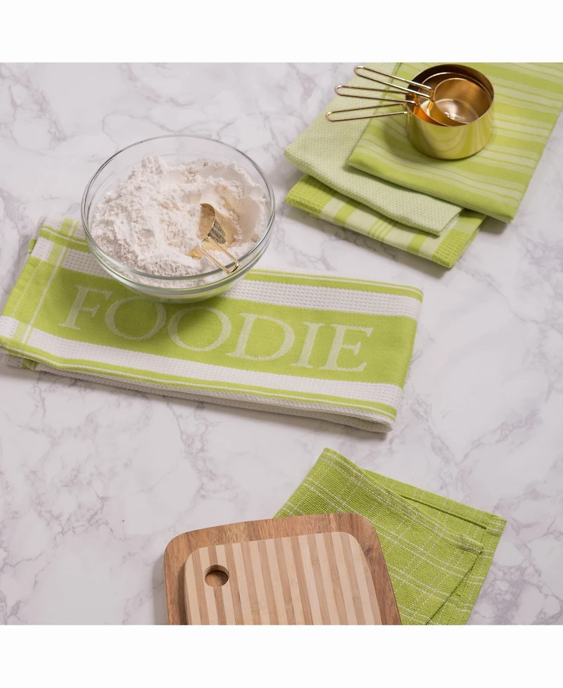 Assorted Foodie Dishtowel and Dishcloth, Set of 5
