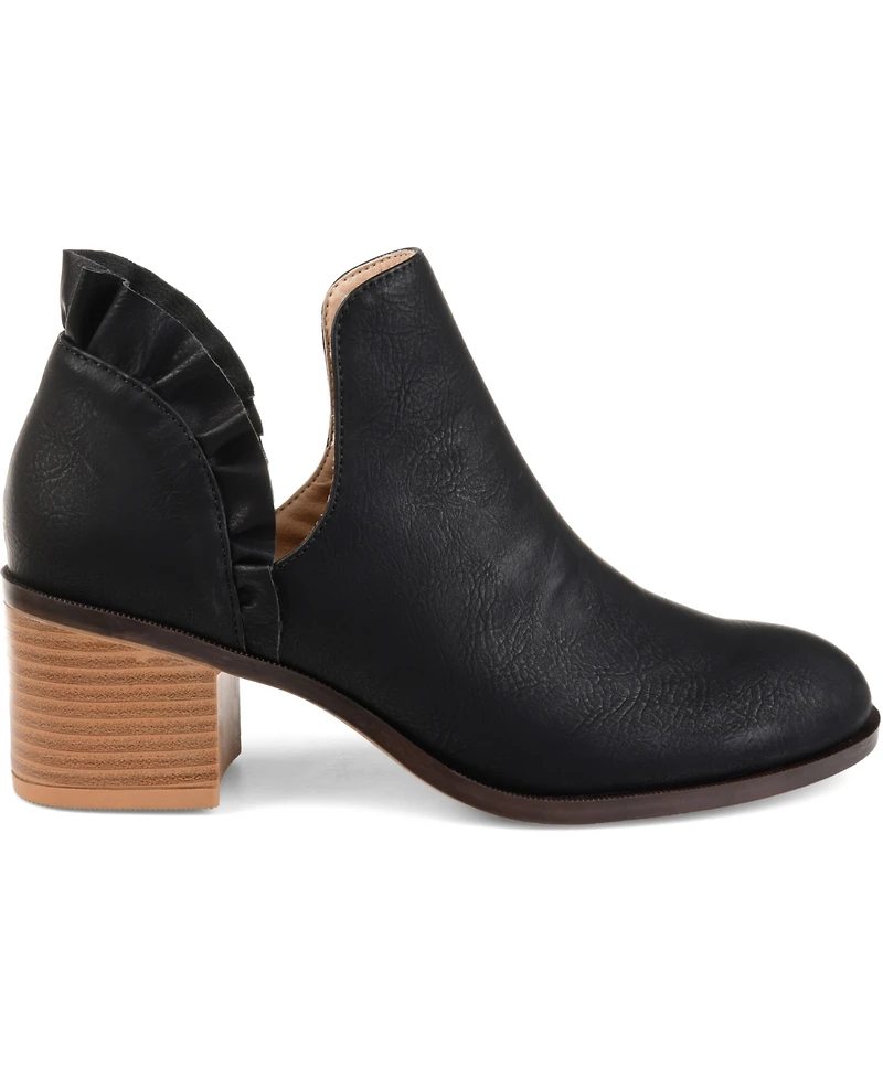 Journee Collection Women's Lennie Ruffle Detail Stacked Block Heel Booties