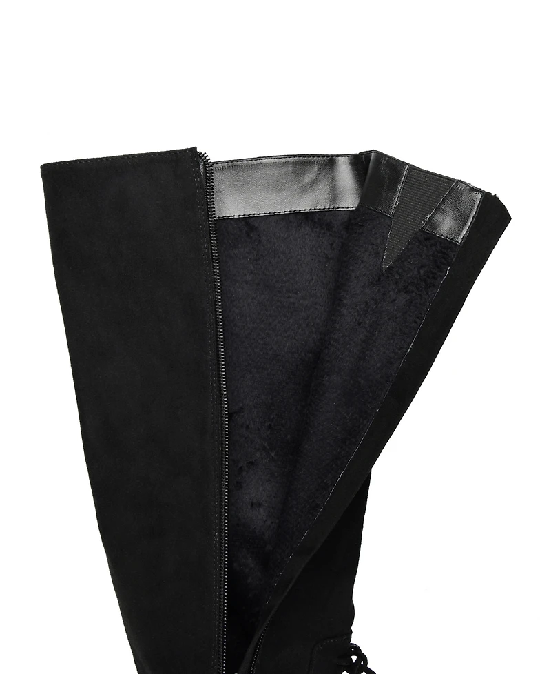 Journee Collection Women's Leeda Lace Up Detail Knee High Boots