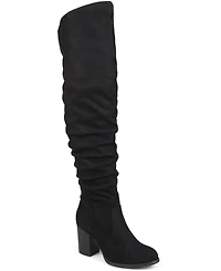 Journee Collection Women's Kaison Extra Wide Calf Stacked Heel Over The Knee Boots