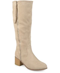 Journee Collection Women's Sanora Wide Calf Stacked Heel Mid Shaft Boots