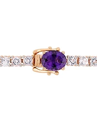 Amethyst (12 ct.t.w.) and White Topaz (9 ct. t.w.) Station Link Bracelet in 18k Rose Gold over Sterling Silver