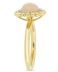 Opal (2 ct.t.w.) and Diamond (1/10 Halo Ring 14k Yellow Gold