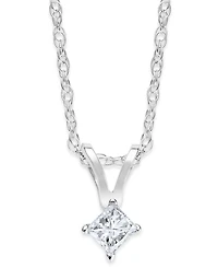 10k White Gold Necklace, Princess-Cut Diamond Accent Pendant