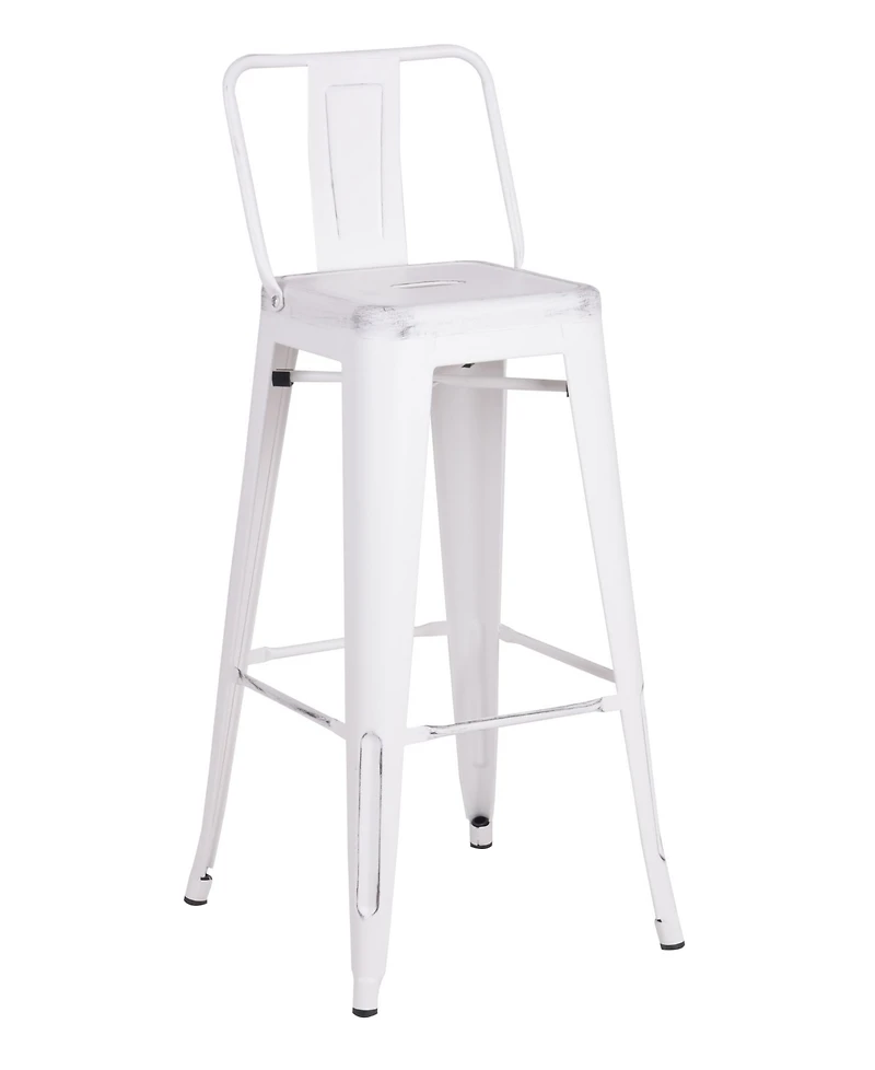 Ac Pacific Industrial Metal Barstools with Bucket Back and 4 Legs, Set of 2