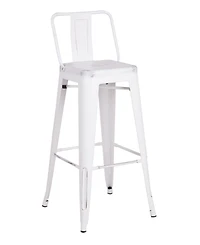 Ac Pacific Industrial Metal Barstools with Bucket Back and 4 Legs, Set of 2
