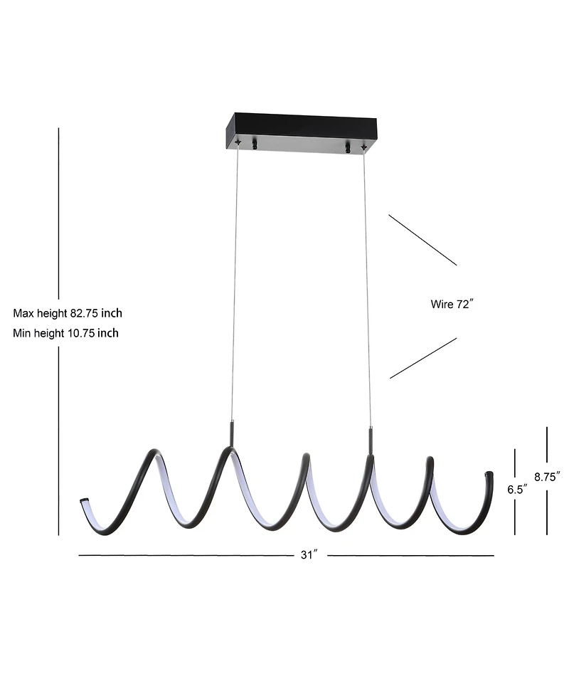Jonathan Y Ali 31" Dimmable Adjustable Integrated Led Metal Linear Pendant