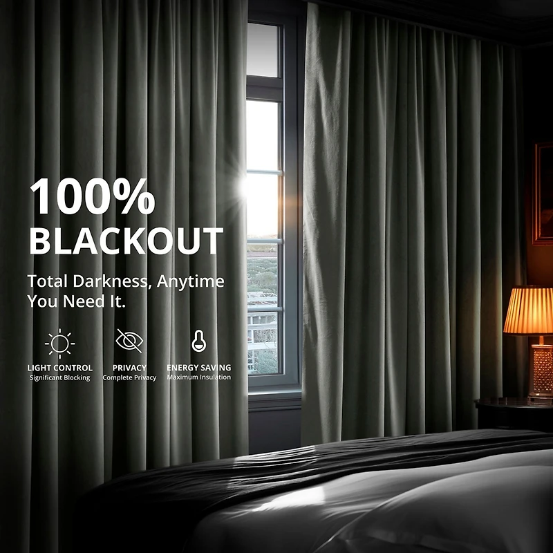 Half Price Drapes Silver Grey Grommet Signature Velvet Blackout Curtain