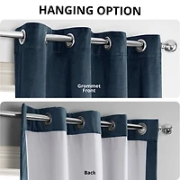 Half Price Drapes Midnight Blue Grommet Signature Velvet Blackout Curtain