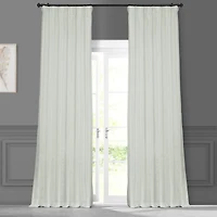 Half Price Drapes Eggshell Solid Faux Silk Taffeta Room Darkening Curtain