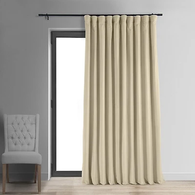Half Price Drapes Ivory Signature Extra Wide Velvet Blackout Curtain