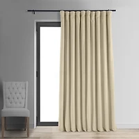 Half Price Drapes Ivory Signature Extra Wide Velvet Blackout Curtain