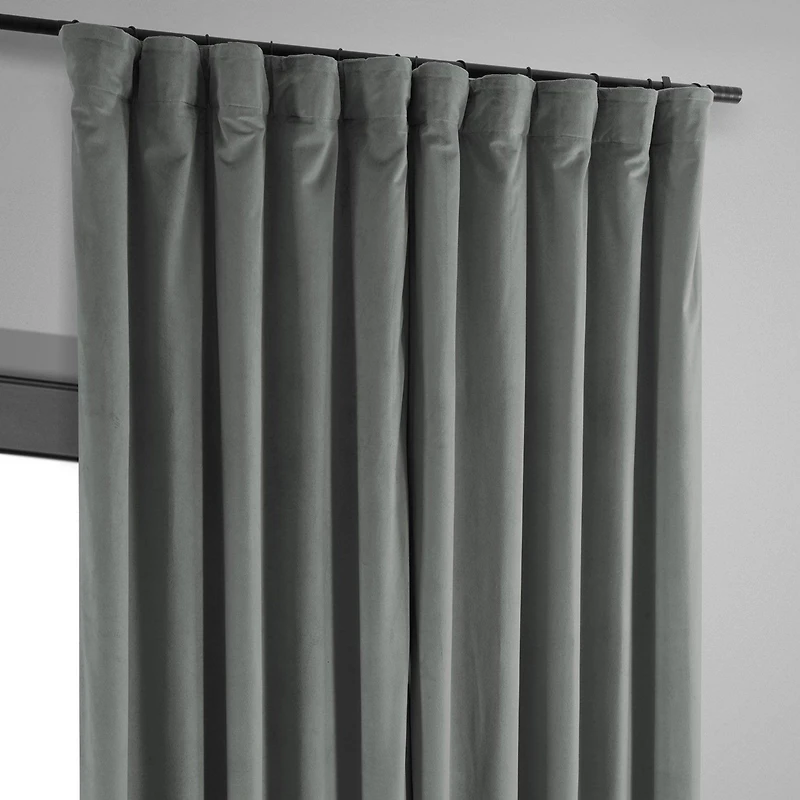 Half Price Drapes Silver Grey Signature Extra Wide Velvet Blackout Curtain