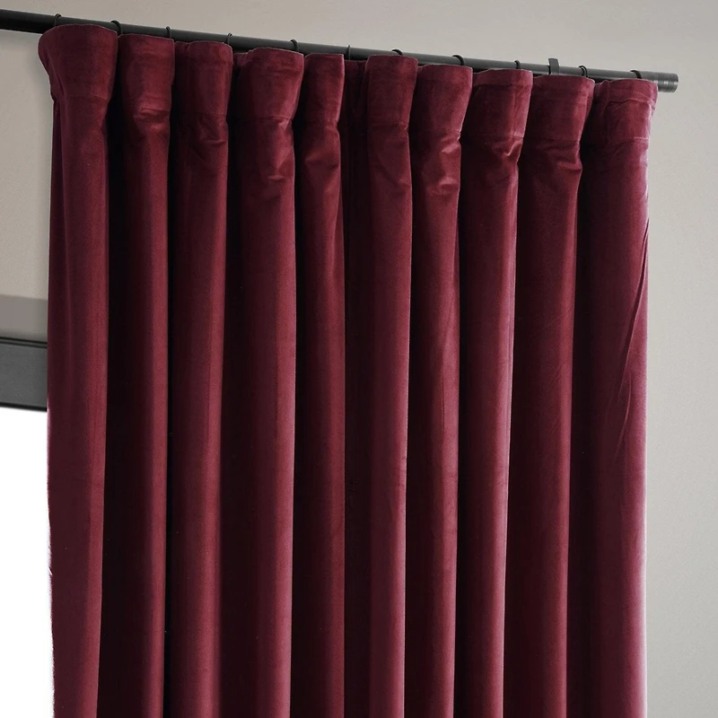 Half Price Drapes Burgundy Signature Extra Wide Velvet Blackout Curtain