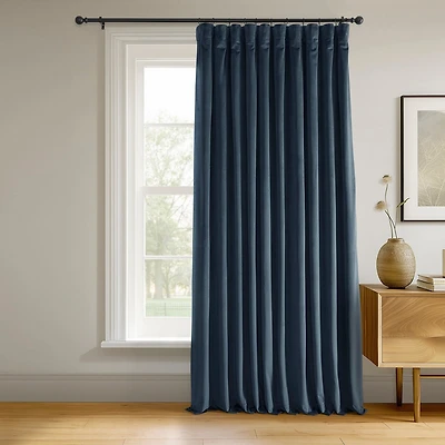 Half Price Drapes Midnight Blue Signature Extra Wide Velvet Blackout Curtain