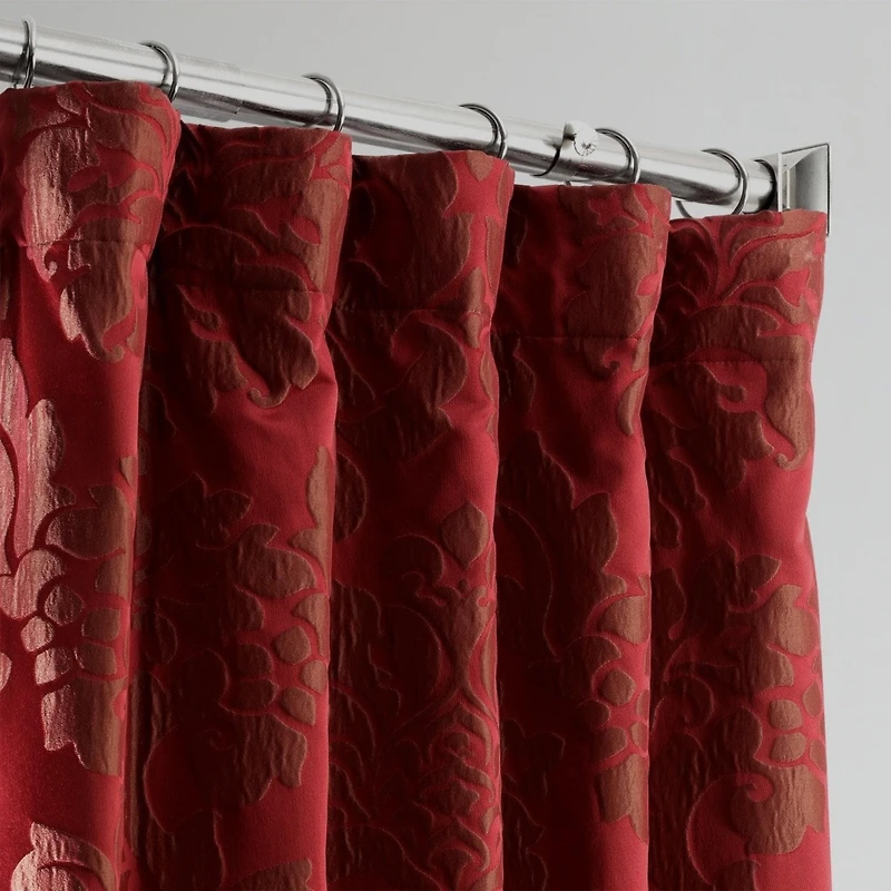 Half Price Drapes Astoria Red & Bronze Damask Faux Silk Jacquard Room Darkening Curtain