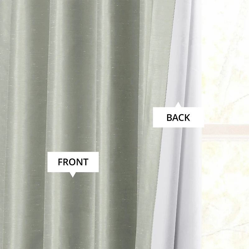 Half Price Drapes Silver Vintage Textured Faux Dupioni Silk Blackout Curtain